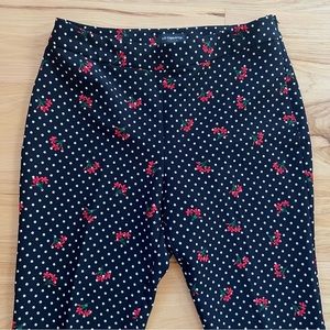 LIZ CLAIBORNE CAREER EMMA BLACK DOTTED FLORAL PANTS  SIZE 6  NEW